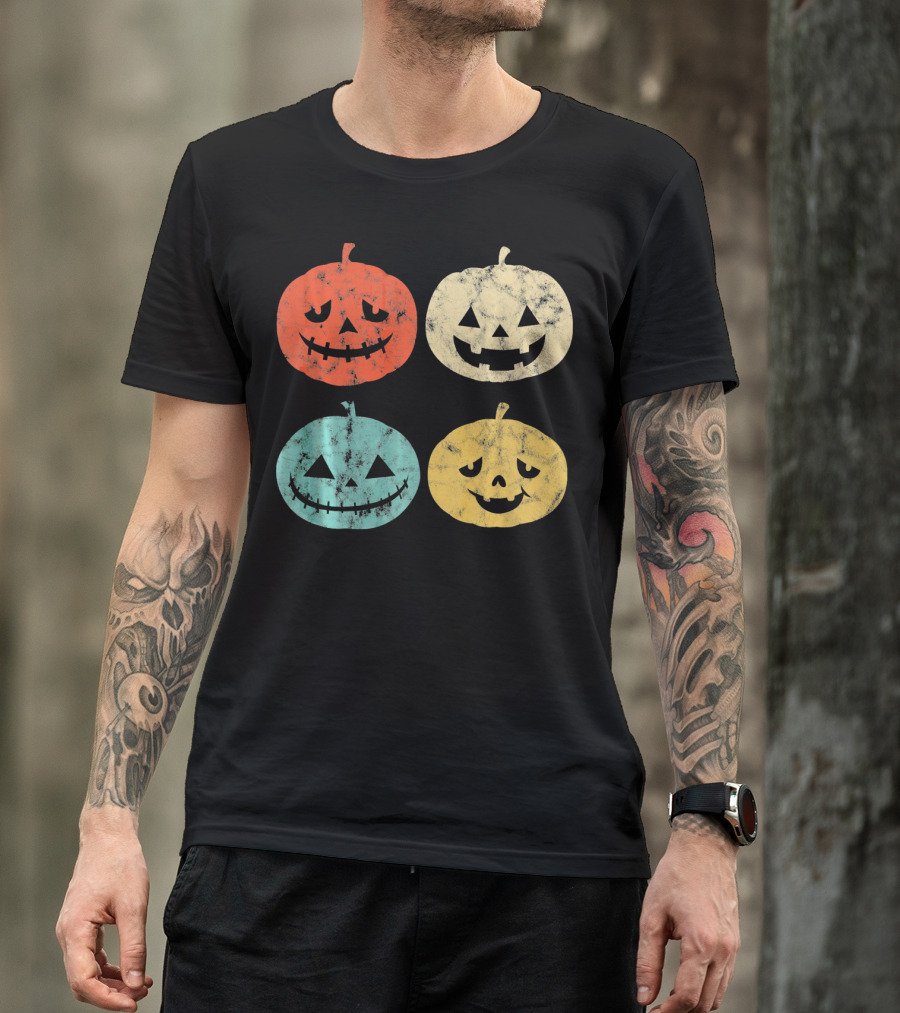 Vintage Pumpkin Funny Halloween Jack-O'-Lanterns T-Shirt