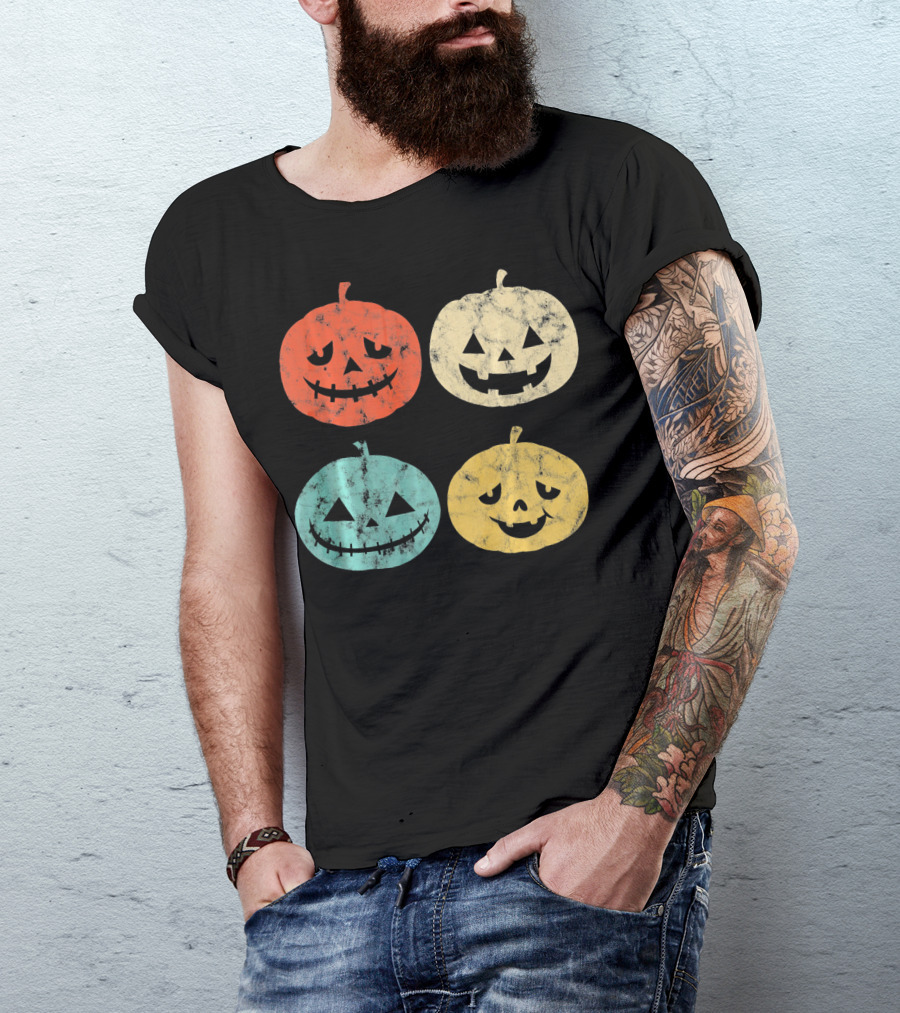 Vintage Pumpkin Funny Halloween Jack-O'-Lanterns T-Shirt