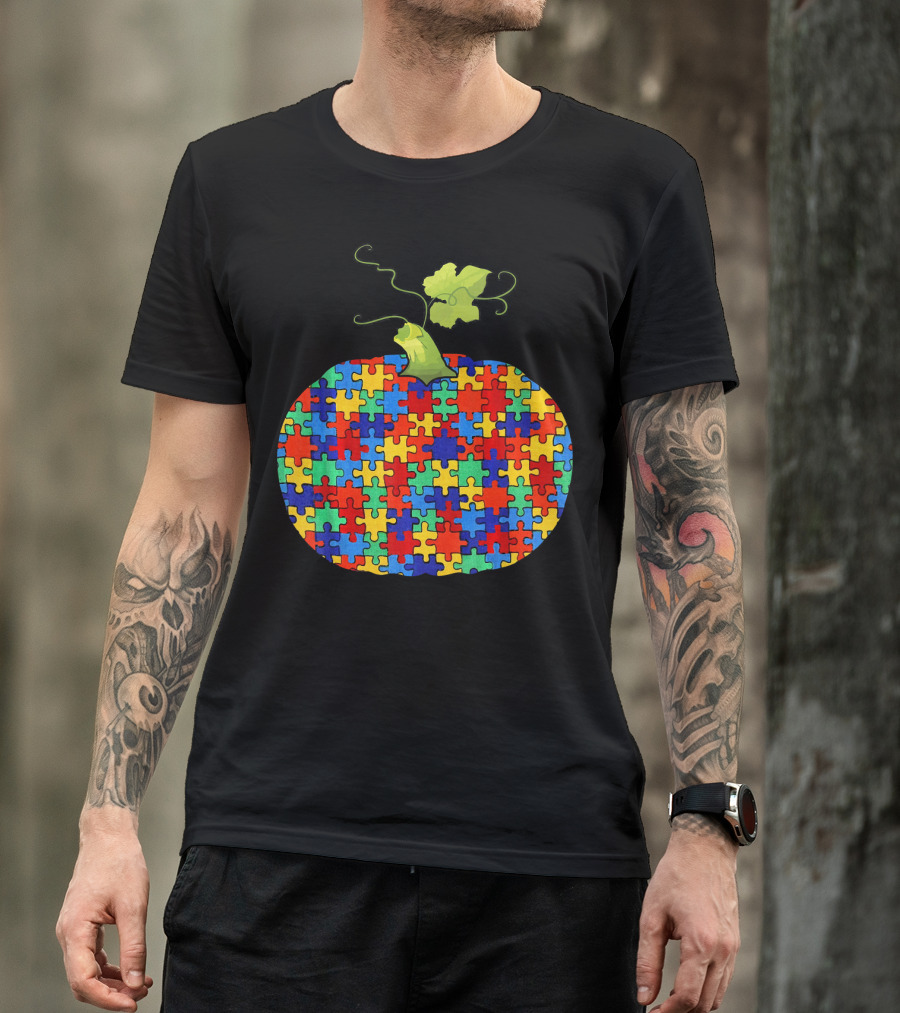Pumpkin Puzzle Autism Awareness Halloween Lover T-Shirt