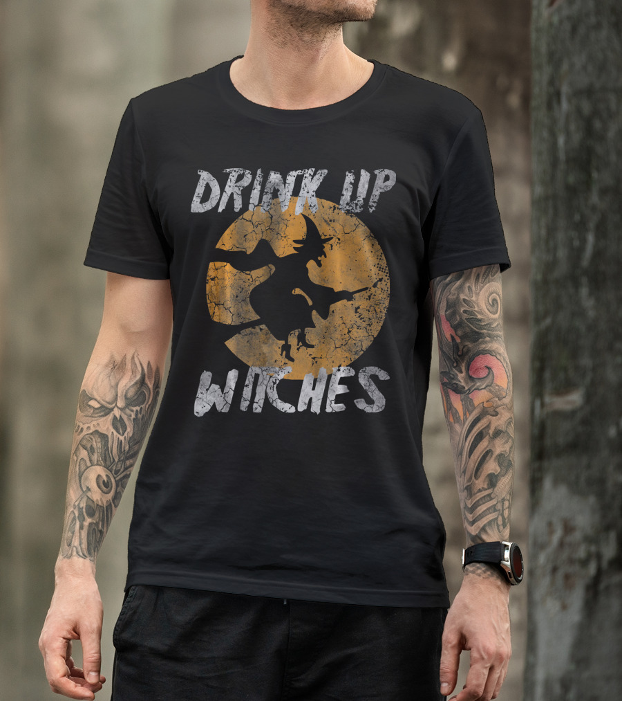 Drink Up Witches Vintage Halloween Moon T-Shirt
