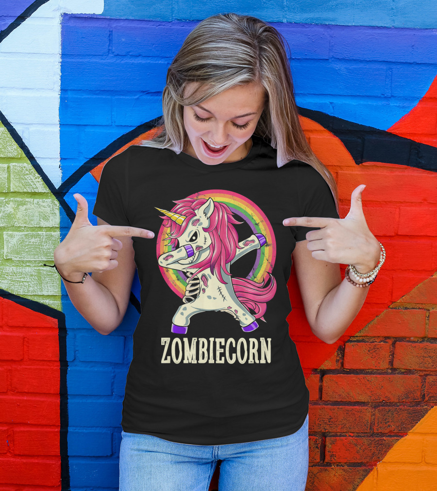 Zombiecorn Dab Dance Unicorn With Rainbow T-Shirt