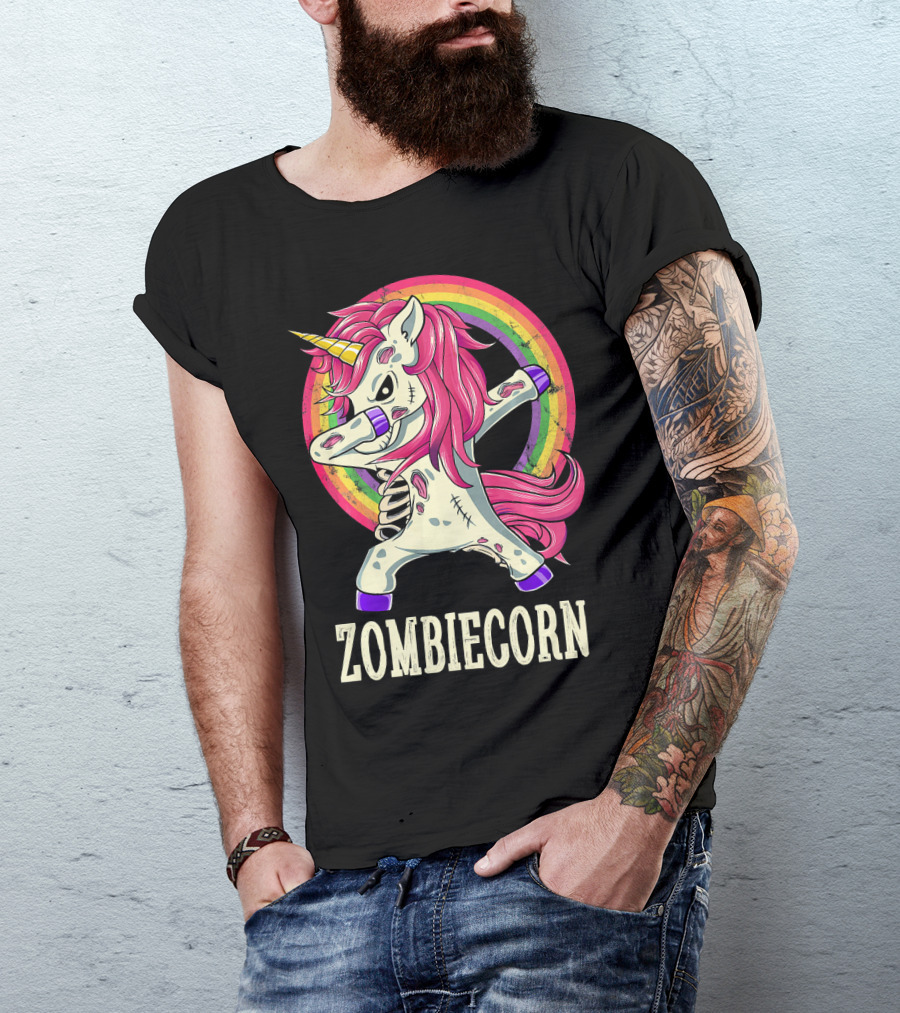 Zombiecorn Dab Dance Unicorn With Rainbow T-Shirt