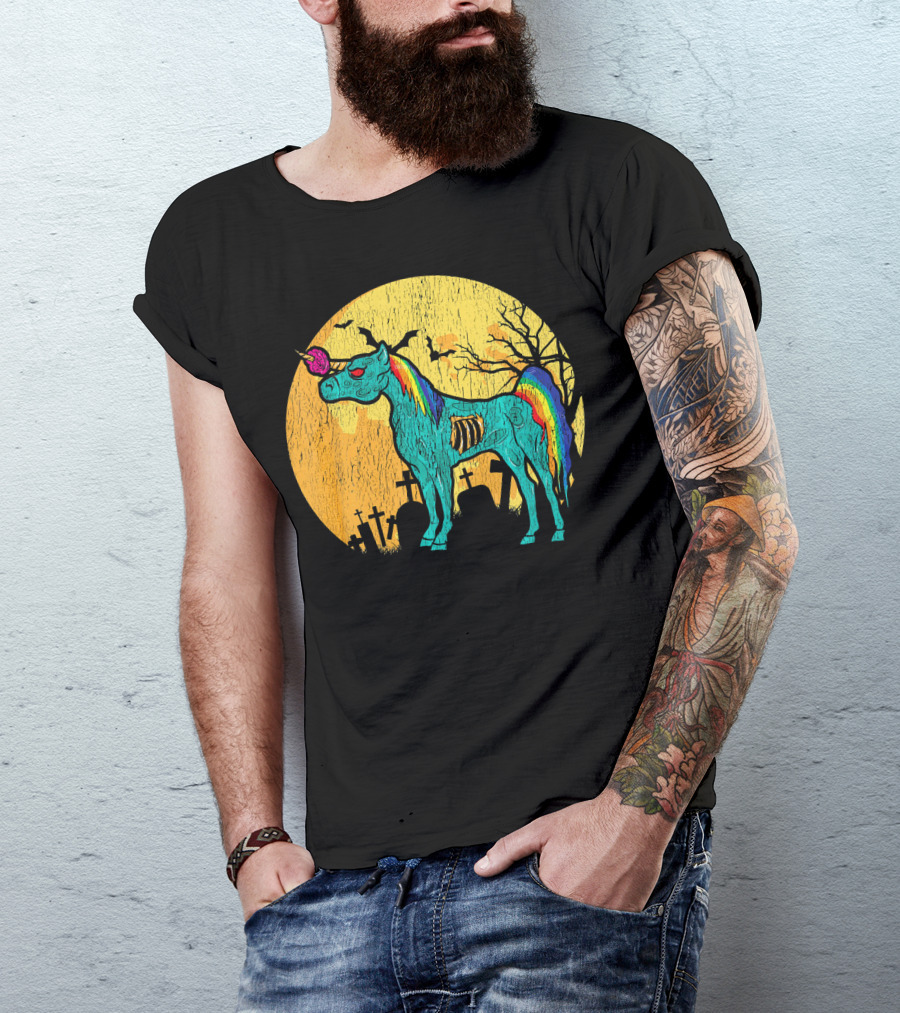 Zombie Unicorn Zombicorn Graveyard Night T-Shirt