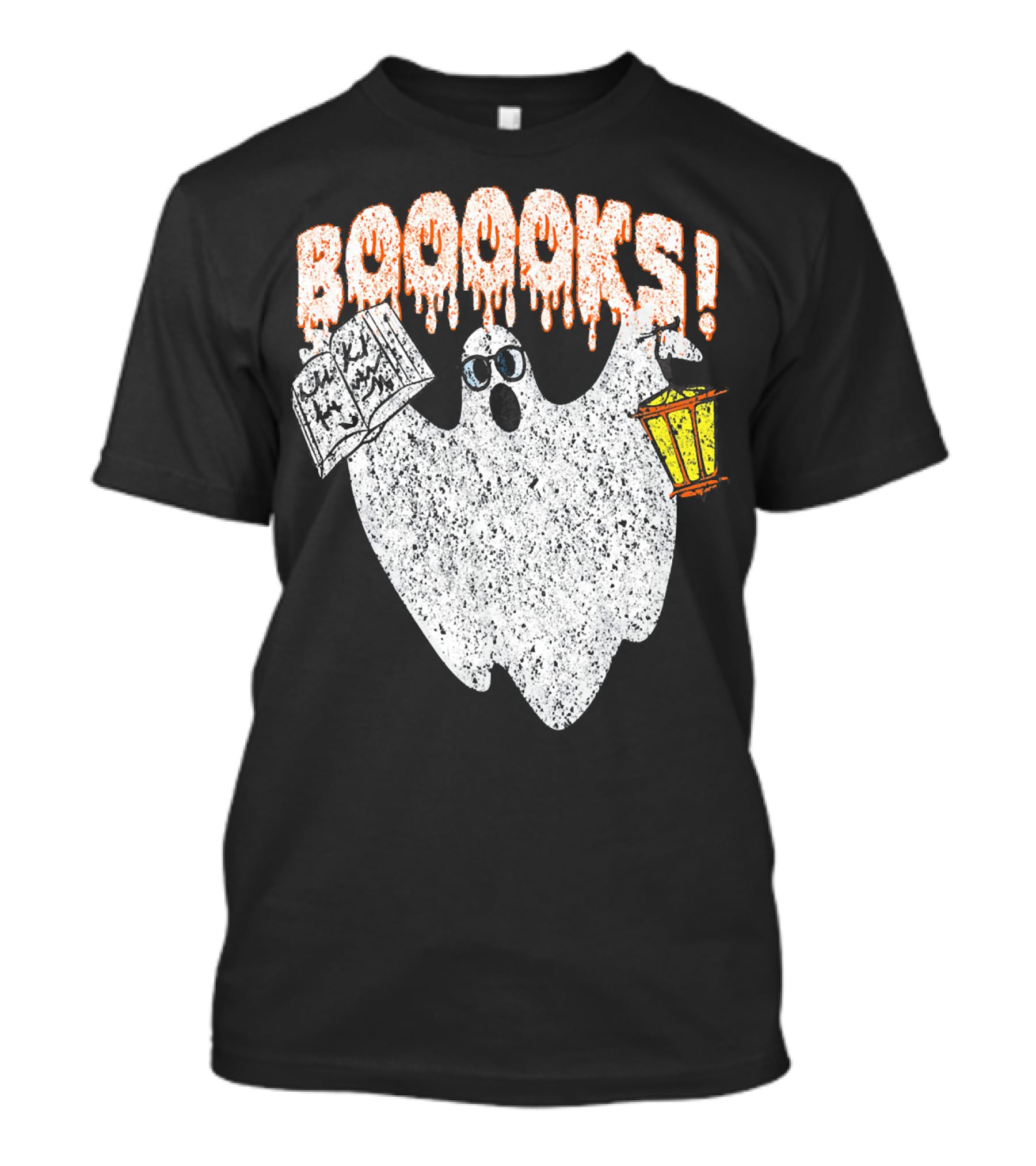 Booooks Spooky Ghost With Open Scary Book And Lantern T-Shirt