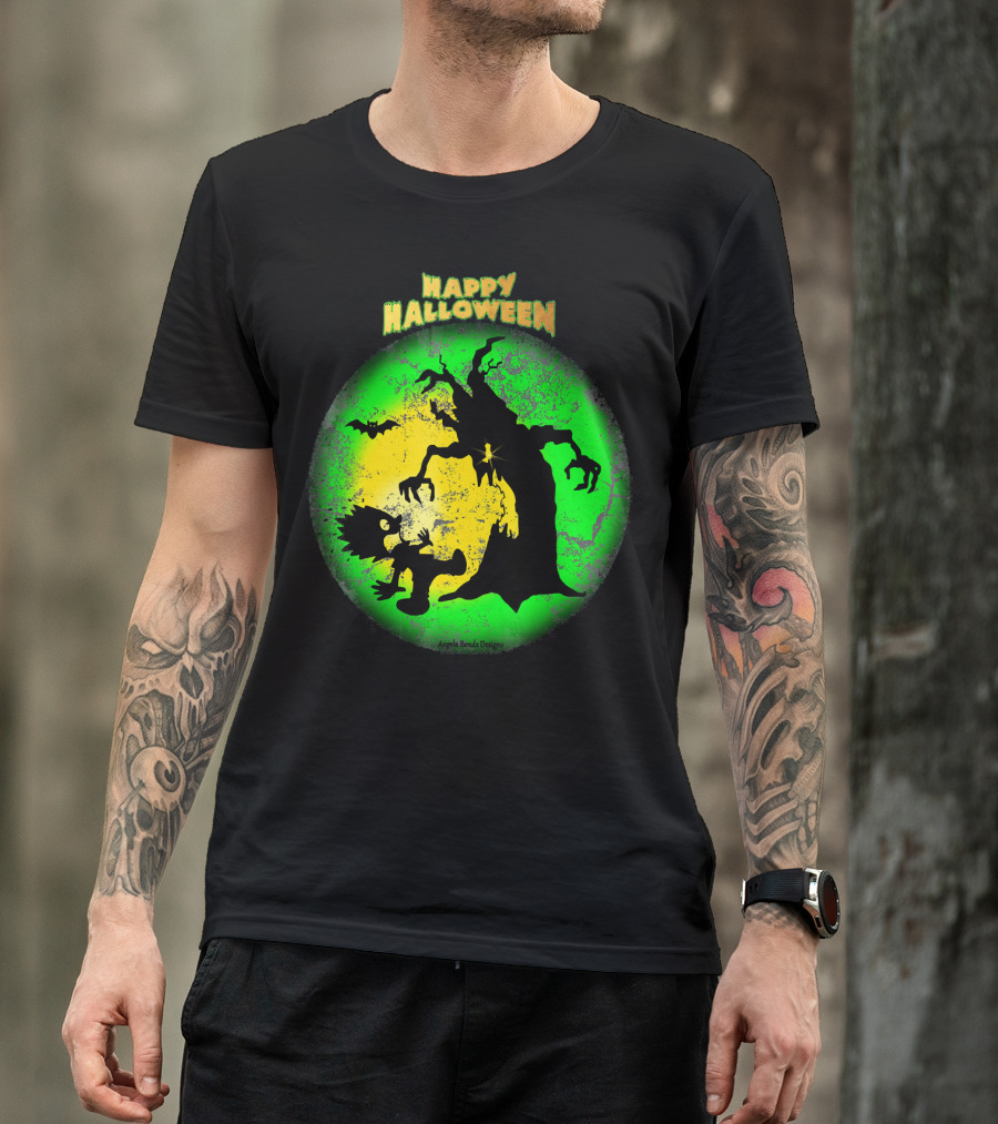 Happy Halloween Spooky Tree And Bat T-Shirt