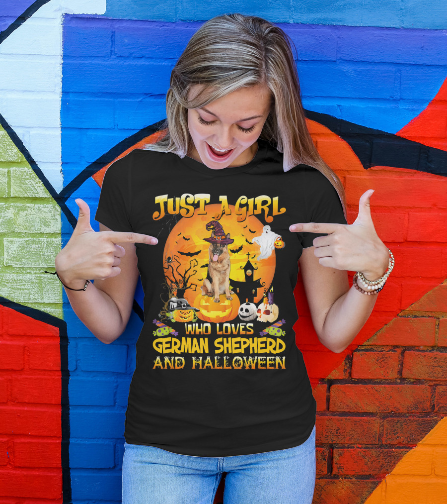 Just A Girl Who Loves German Shepherd And Halloween T-Shirt