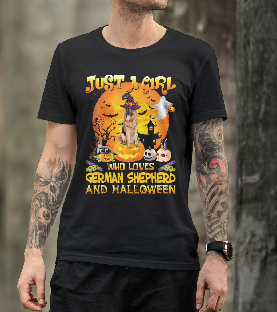Just A Girl Who Loves German Shepherd And Halloween T-Shirt