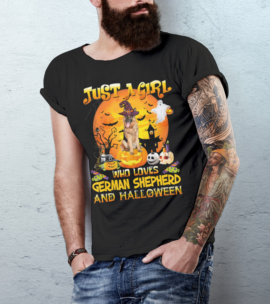 Just A Girl Who Loves German Shepherd And Halloween T-Shirt