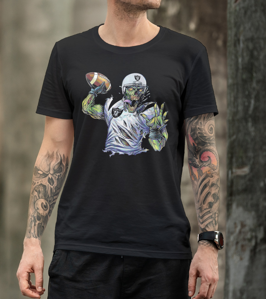Raider Zombie Football Halloween Skull Horror Team T-Shirt