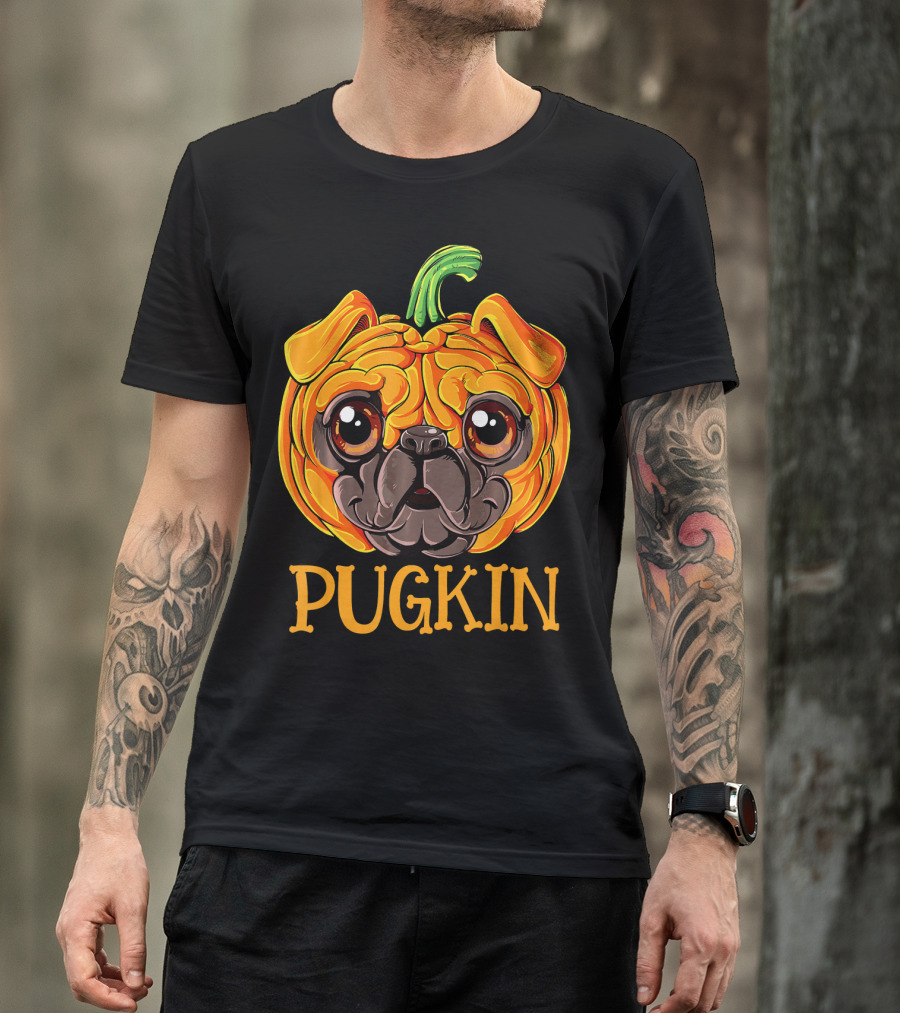 Pugkin Pug Pumpkin Halloween T-Shirt