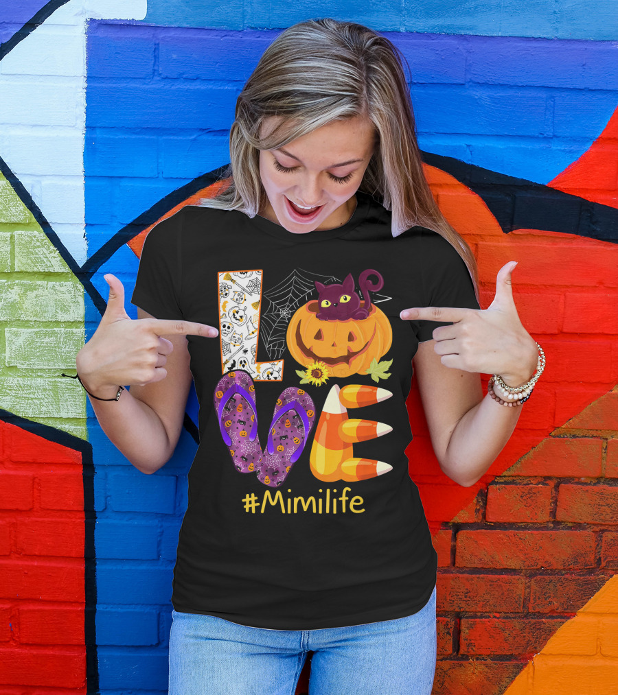 Love Pumpkin Cat Flip Flops #Mimilife T-Shirt