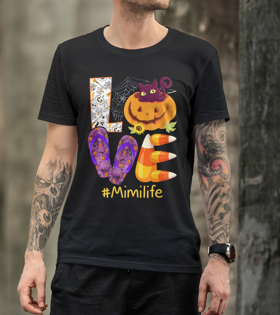 Love Pumpkin Cat Flip Flops #Mimilife T-Shirt