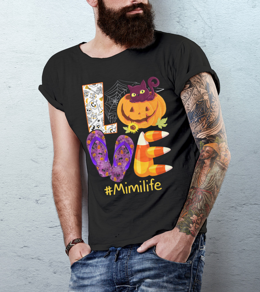 Love Pumpkin Cat Flip Flops #Mimilife T-Shirt