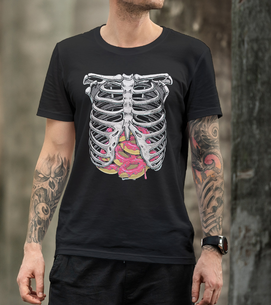 Doughnut Skeleton Rib Cage Halloween Cosplay T-Shirt
