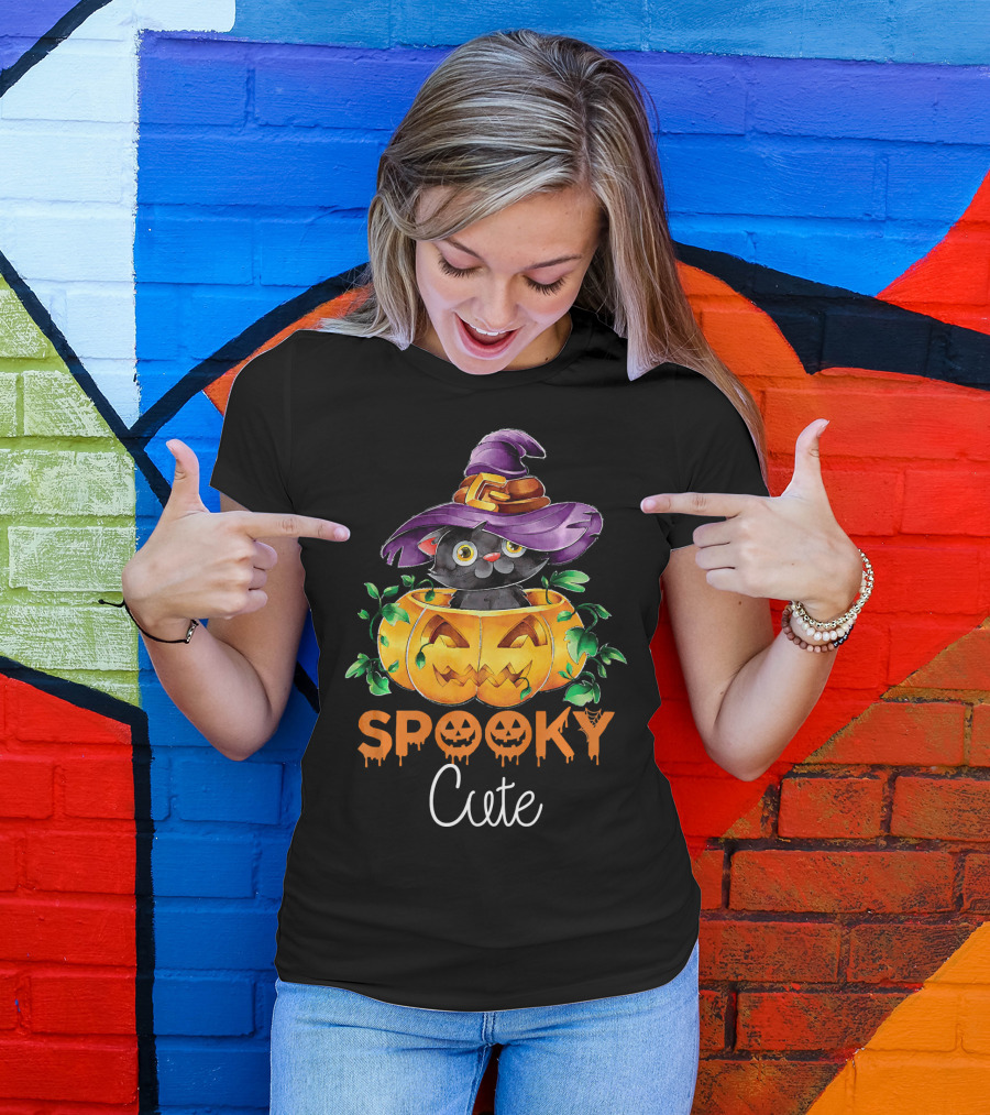 Spooky Cute Halloween Kitten In Pumpkin T-Shirt