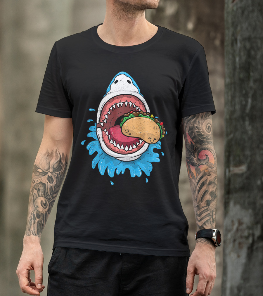 Halloween Shark Eating Taco Mexica Splash T-Shirt