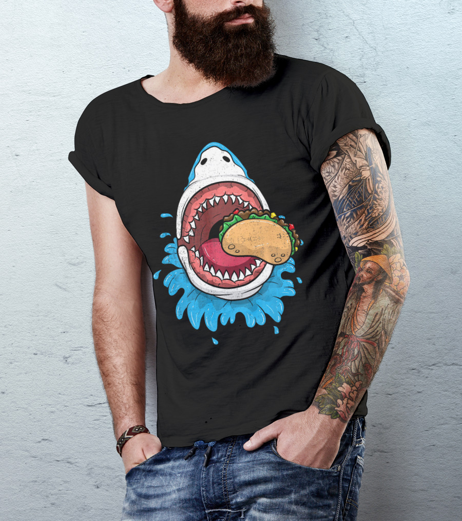 Halloween Shark Eating Taco Mexica Splash T-Shirt