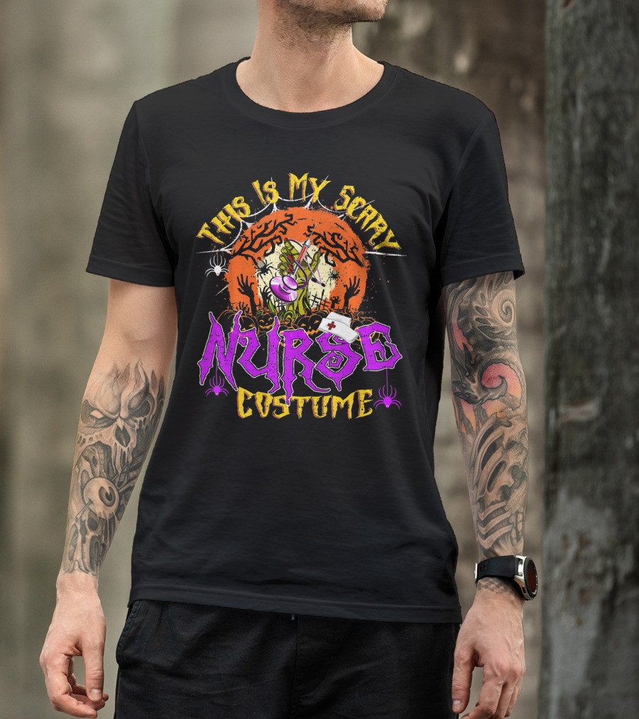 This Is My Scary Nurse Costume Moon Halloween T-Shirt
