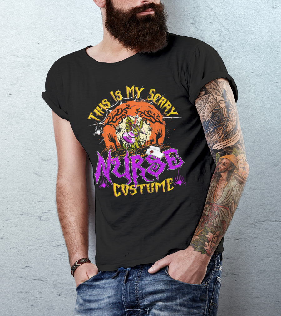 This Is My Scary Nurse Costume Moon Halloween T-Shirt