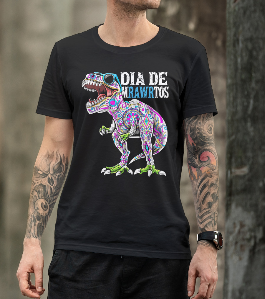 Dia De Mrawrtos Dinosaur Sugarskull T-Shirt