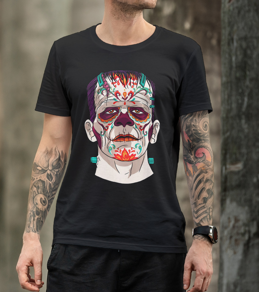 Frankenstein Catrina Sugar Skull Horror T-Shirt