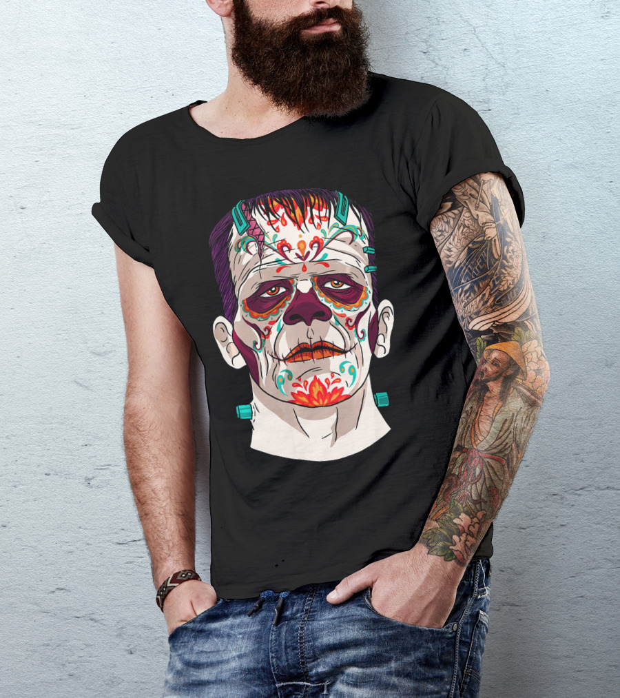 Frankenstein Catrina Sugar Skull Horror T-Shirt