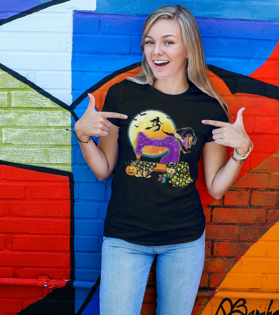 Halloween Sewing Machine Witch Spooky Love T-Shirt