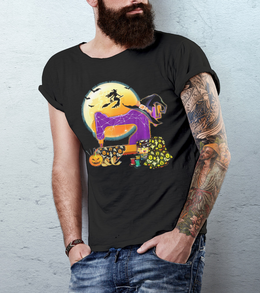 Halloween Sewing Machine Witch Spooky Love T-Shirt