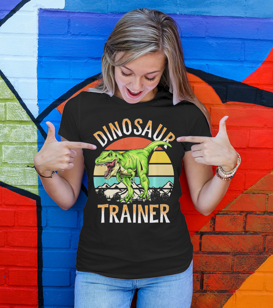 Dinosaur Trainer T-Rex Sunset Mountains T-Shirt
