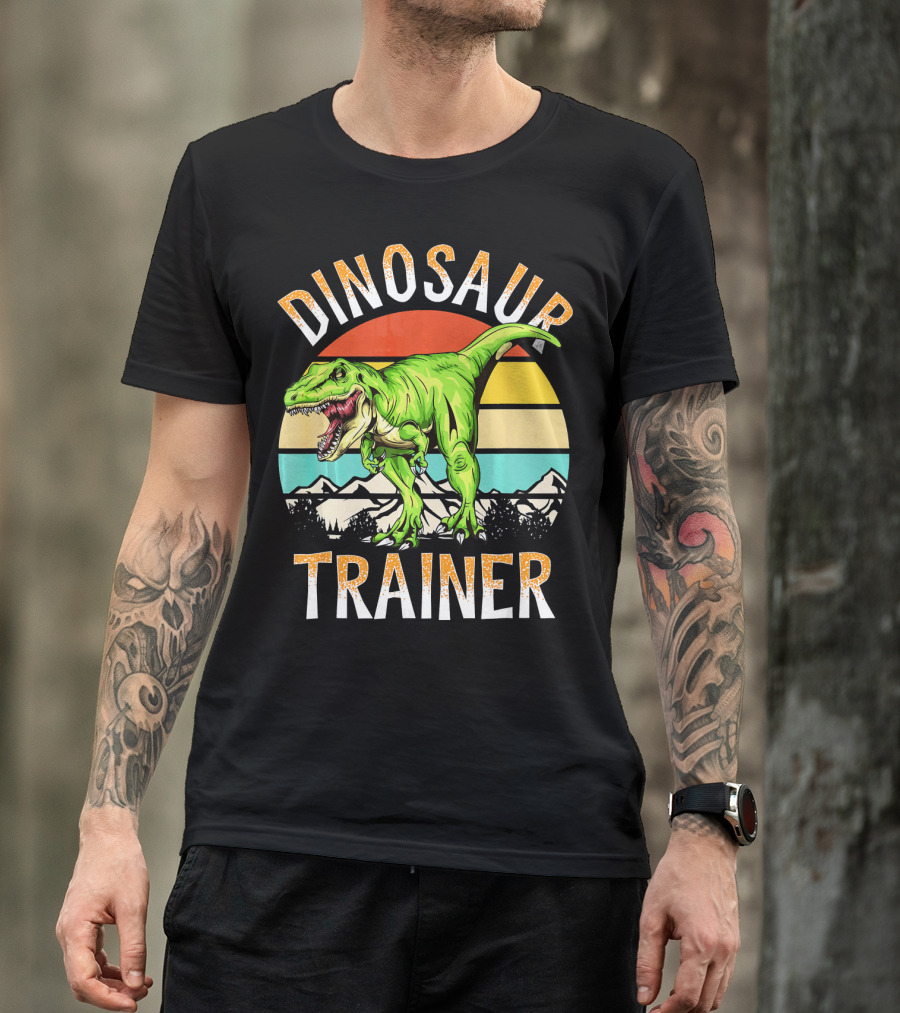 Dinosaur Trainer T-Rex Sunset Mountains T-Shirt