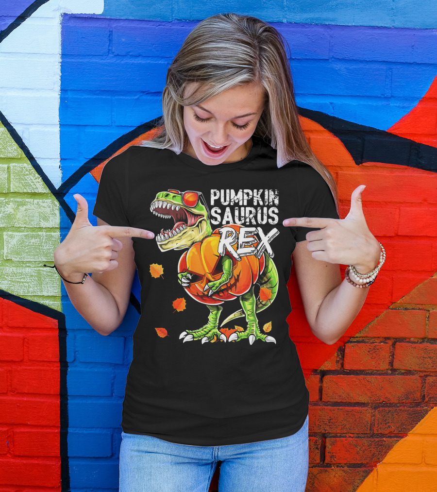 Pumpkinsaurus Rex Halloween Dinosaur Pumpkin Jack O Lantern T-Shirt