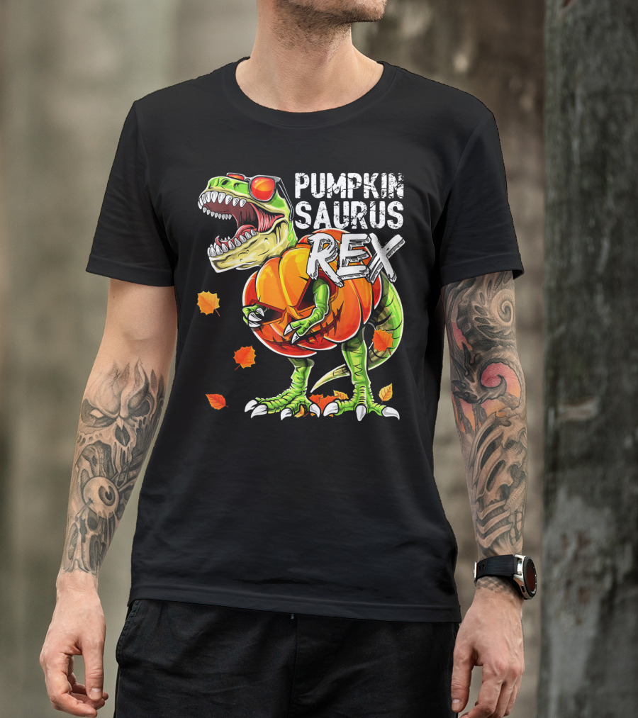 Pumpkinsaurus Rex Halloween Dinosaur Pumpkin Jack O Lantern T-Shirt