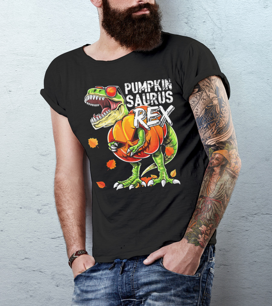 Pumpkinsaurus Rex Halloween Dinosaur Pumpkin Jack O Lantern T-Shirt