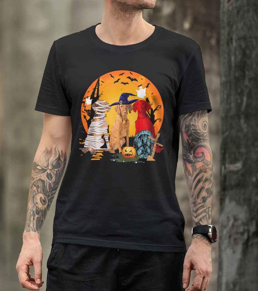 My Vizsla Team Halloween Pumpkin Mummy Witch Dog T-Shirt