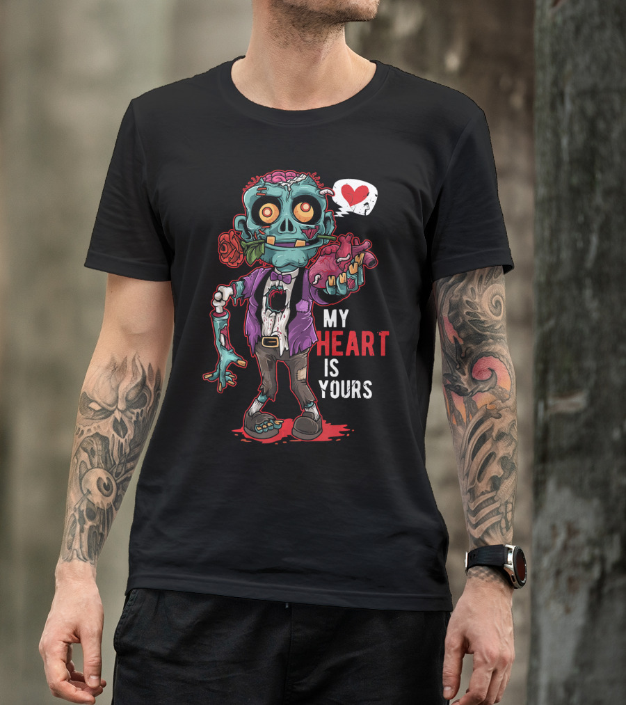 My Heart Is Yours Zombie Valentin Brains T-Shirt