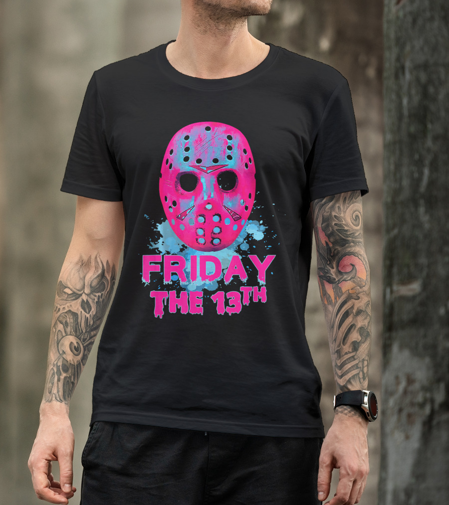 Friday The 13th Pink Neon Hockey Mask Horror T-Shirt