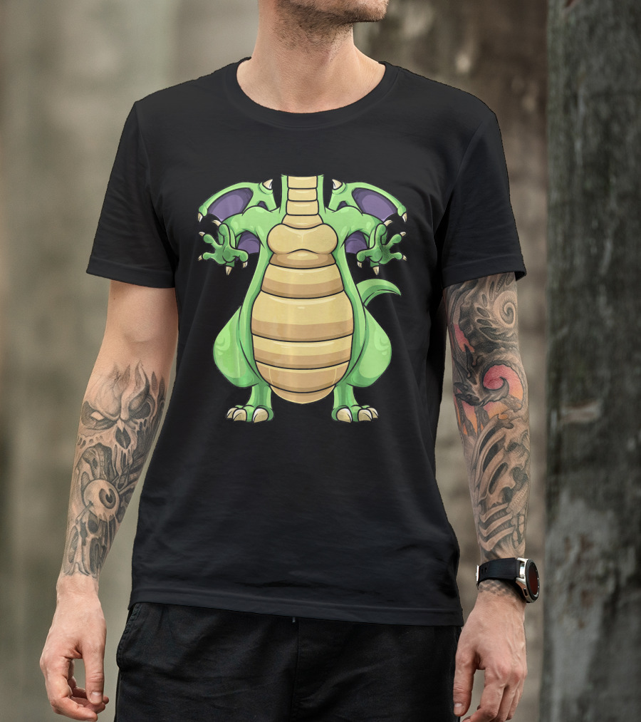 Cool Headless Dragon Retro Cartoon Style Green Monster T-Shirt