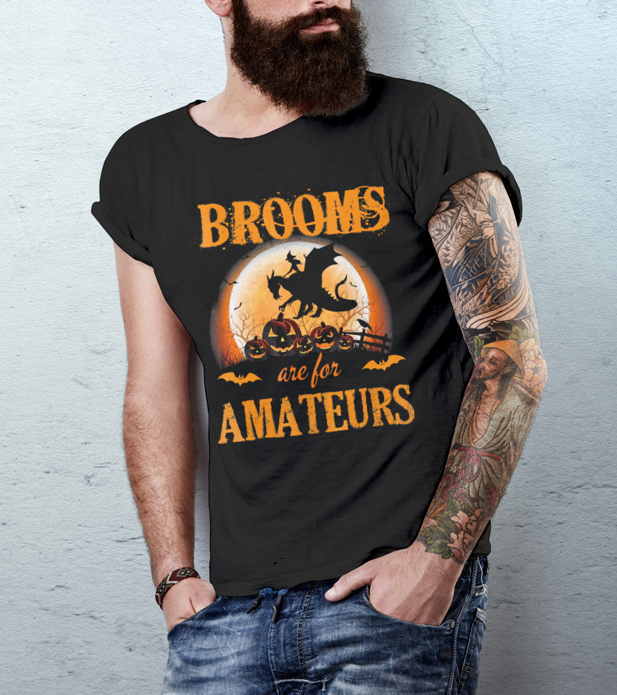 Brooms Are For Amateurs Halloween Dragon Costume T-Shirt