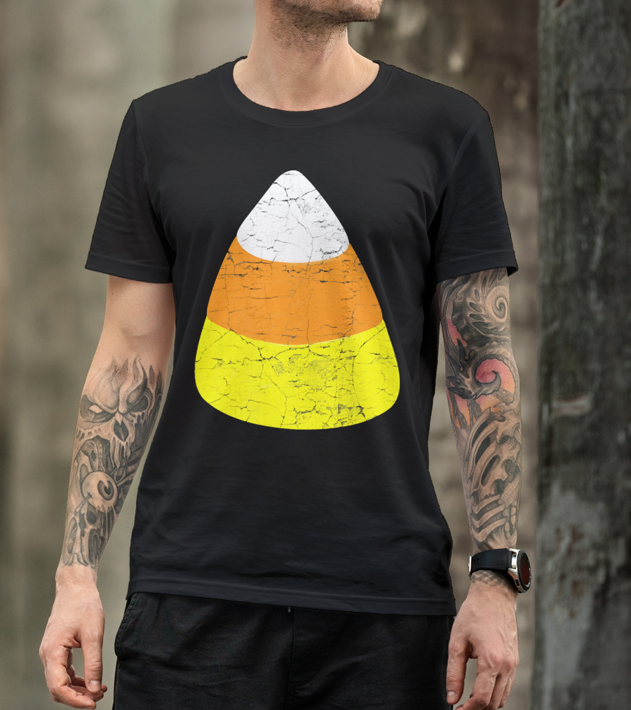 Halloween Candy Corn Vintage Crackle Texture T-Shirt