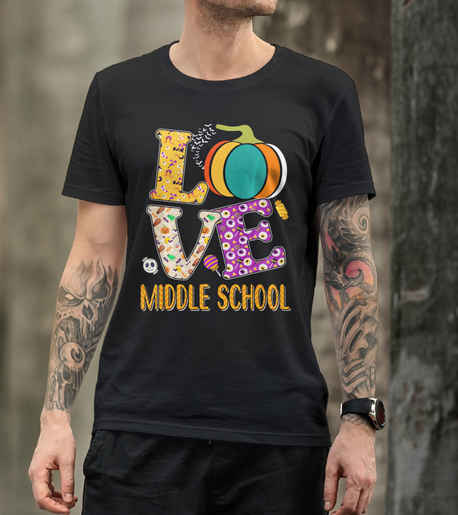Love Middle School Halloween Pumpkin Fun T-Shirt