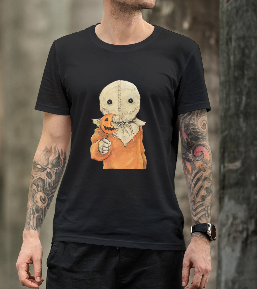 Trick R Treat Sam With Pumpkin Lollipop Cute Funny Halloween T-Shirt