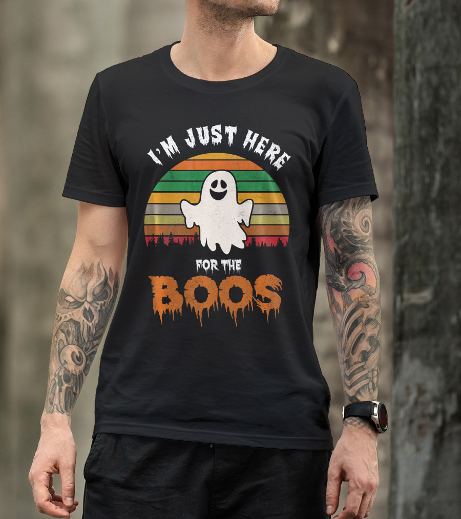 I'm Just Here For The Boos Ghost Retro Halloween T-Shirt