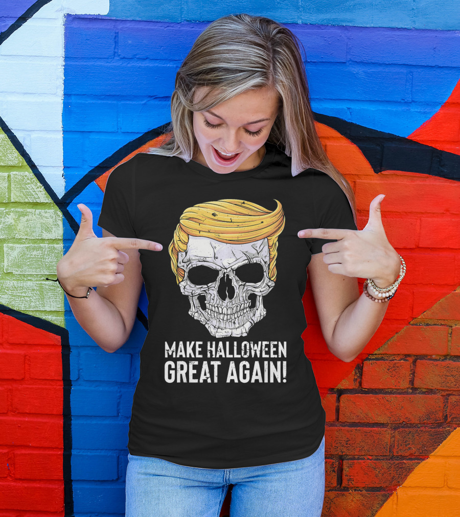 Make Halloween Great Again Skull With Blonde Hair T-Shirt