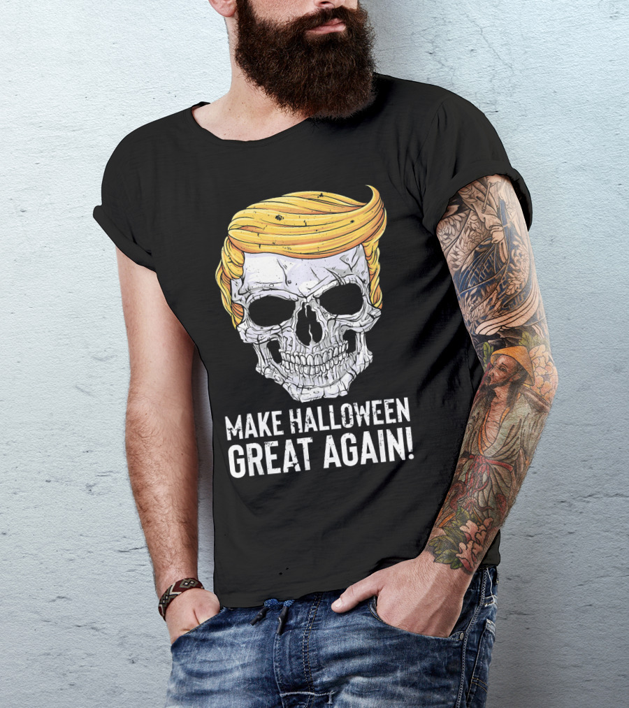 Make Halloween Great Again Skull With Blonde Hair T-Shirt