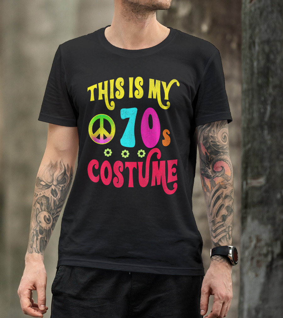This Is My 70S Costume Groovy Peace Flowers T-Shirt
