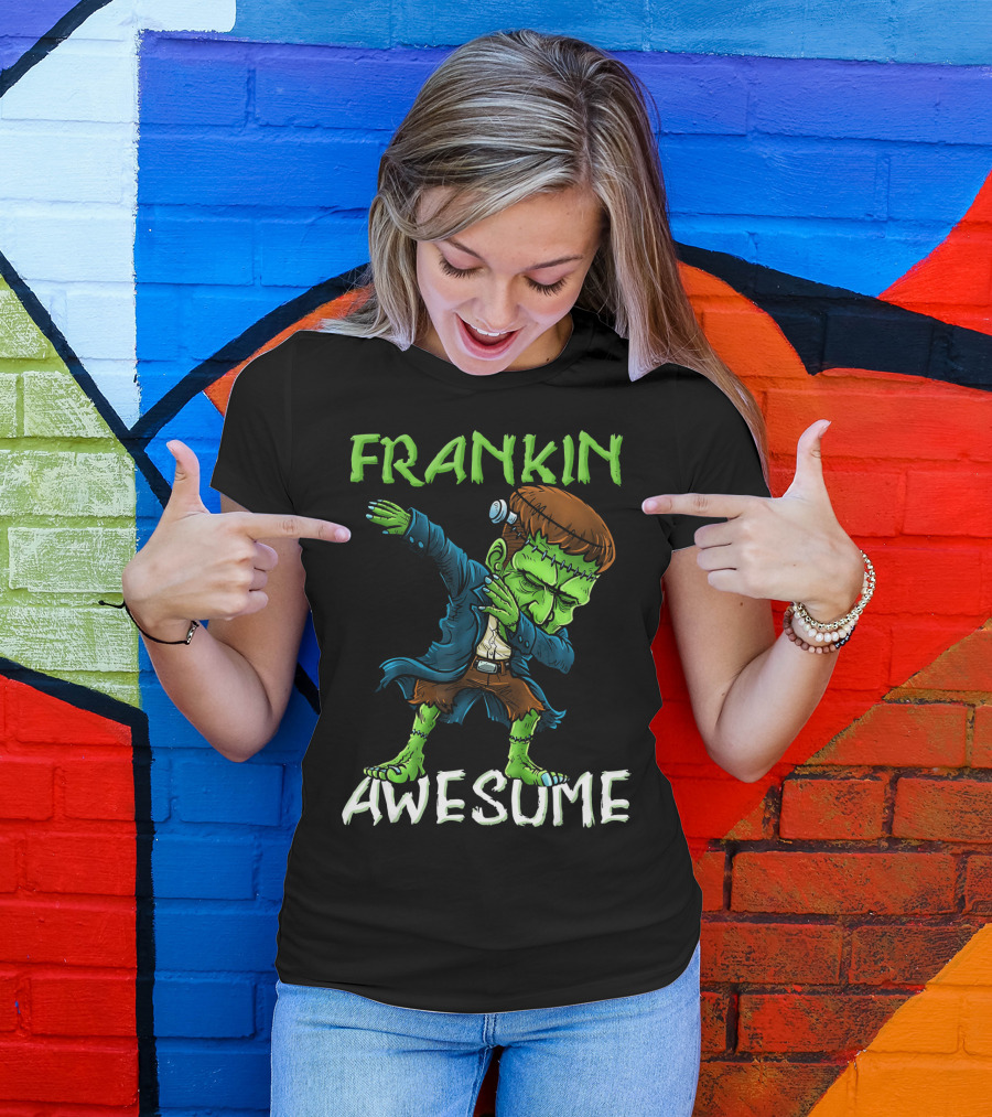 Frankin Awesome Dabbing Frankenstein Halloween T-Shirt