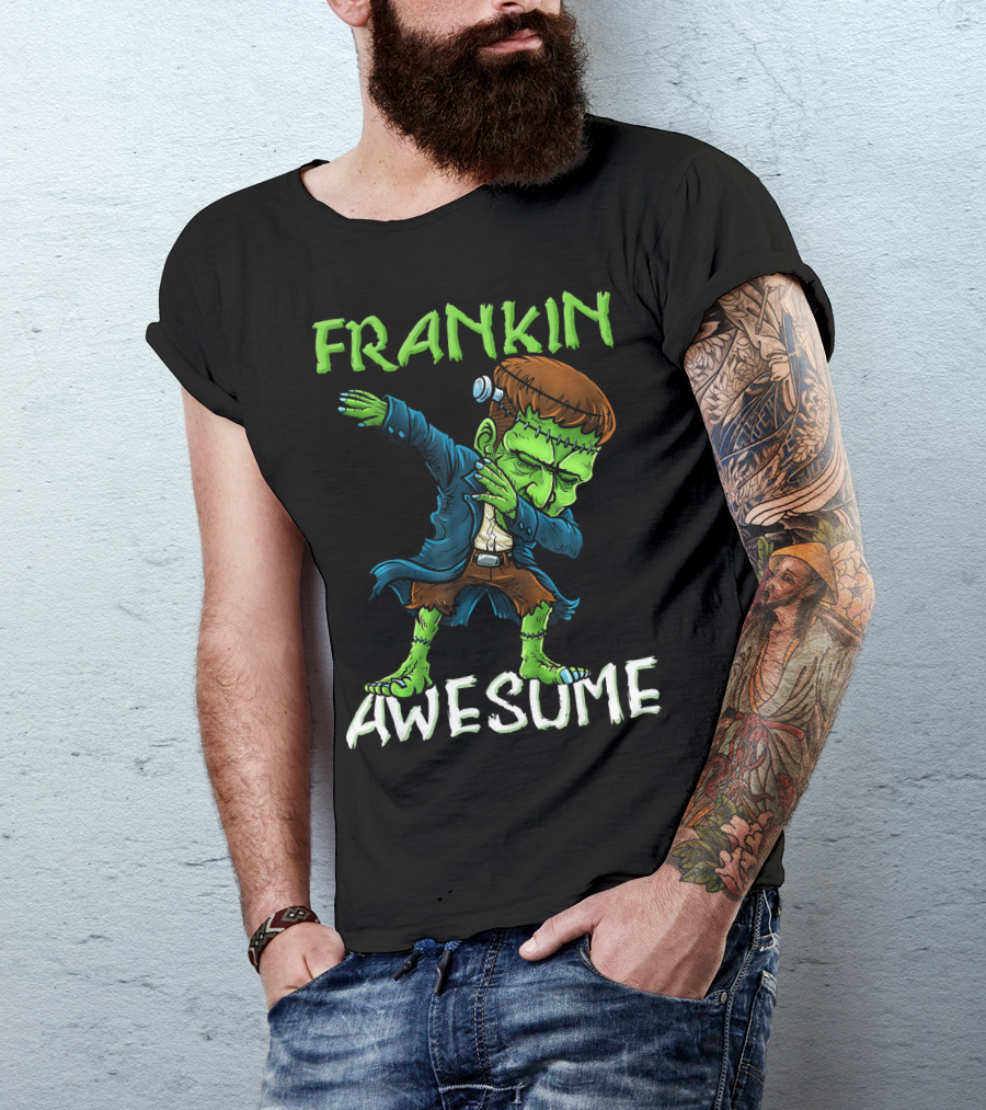 Frankin Awesome Dabbing Frankenstein Halloween T-Shirt