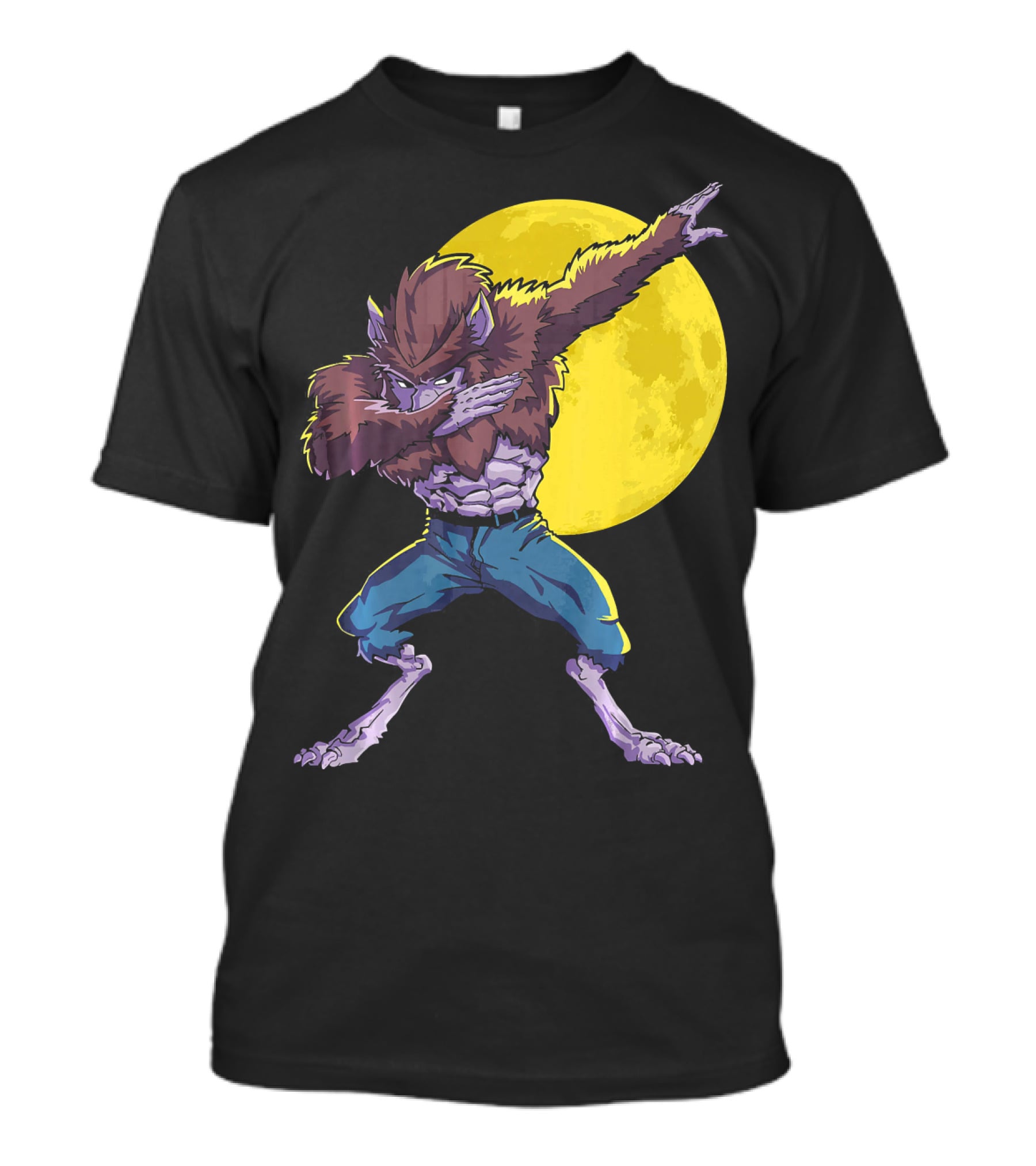 Werewolf Dabbing Halloween Funny Zombie Full Moon T-Shirt