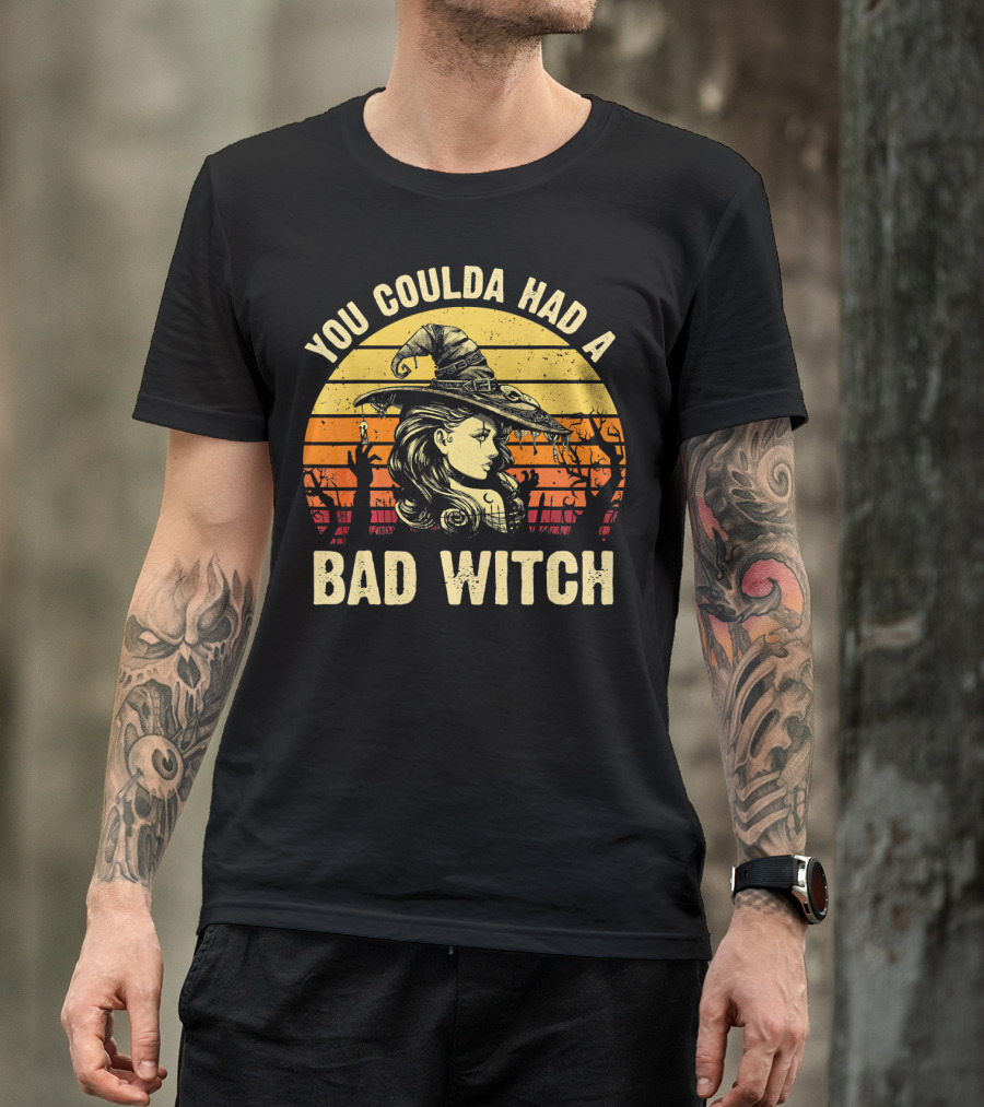 You Coulda Had A Bad Witch Vintage Sunset Halloween T-Shirt