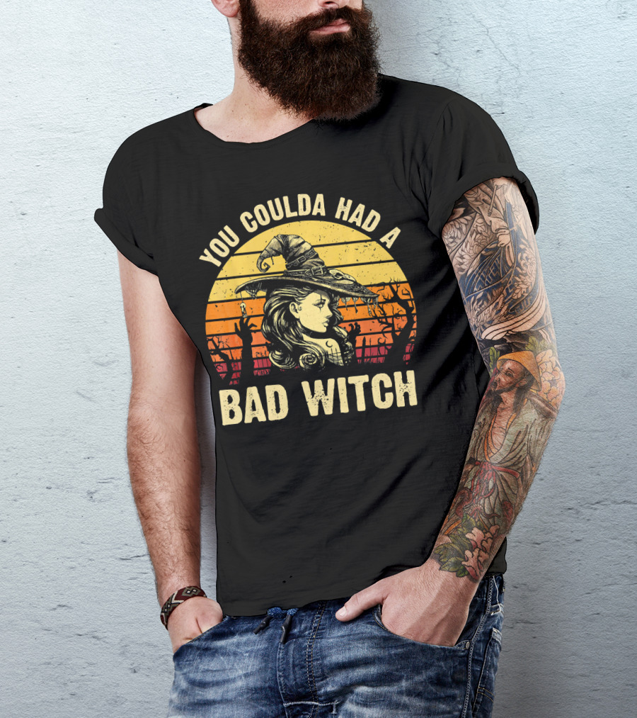 You Coulda Had A Bad Witch Vintage Sunset Halloween T-Shirt